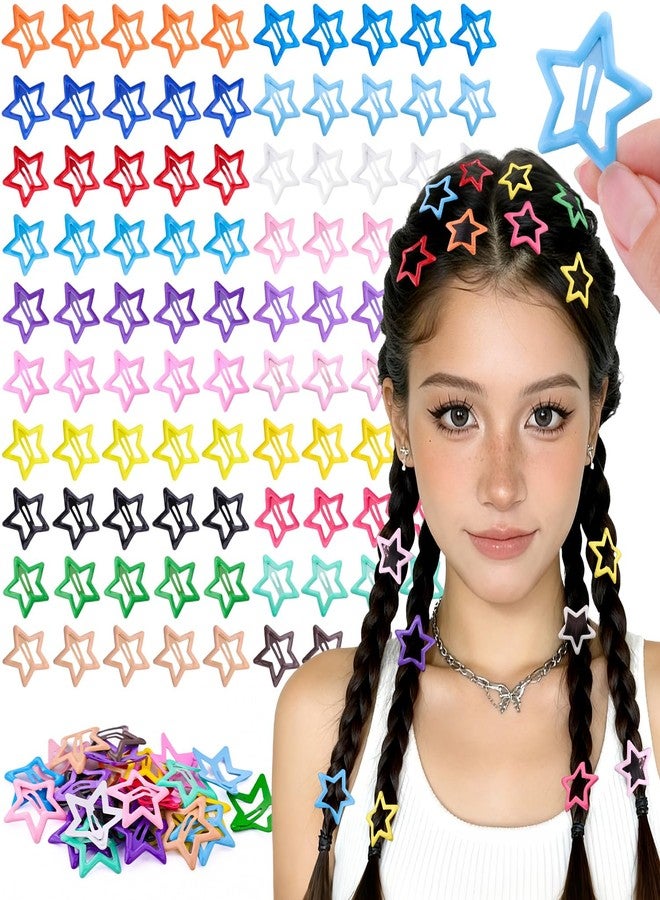 Tinkrstuff 100 PCS Colorful Hair Clips, 1.18 Inch Y2K Accessories Star Hair Clips, Non-Slip Snap Small Star Colorful Barrettes Accessories for Girls Women, Fashion Cool Ornament Set for Rave Decor - Image 1